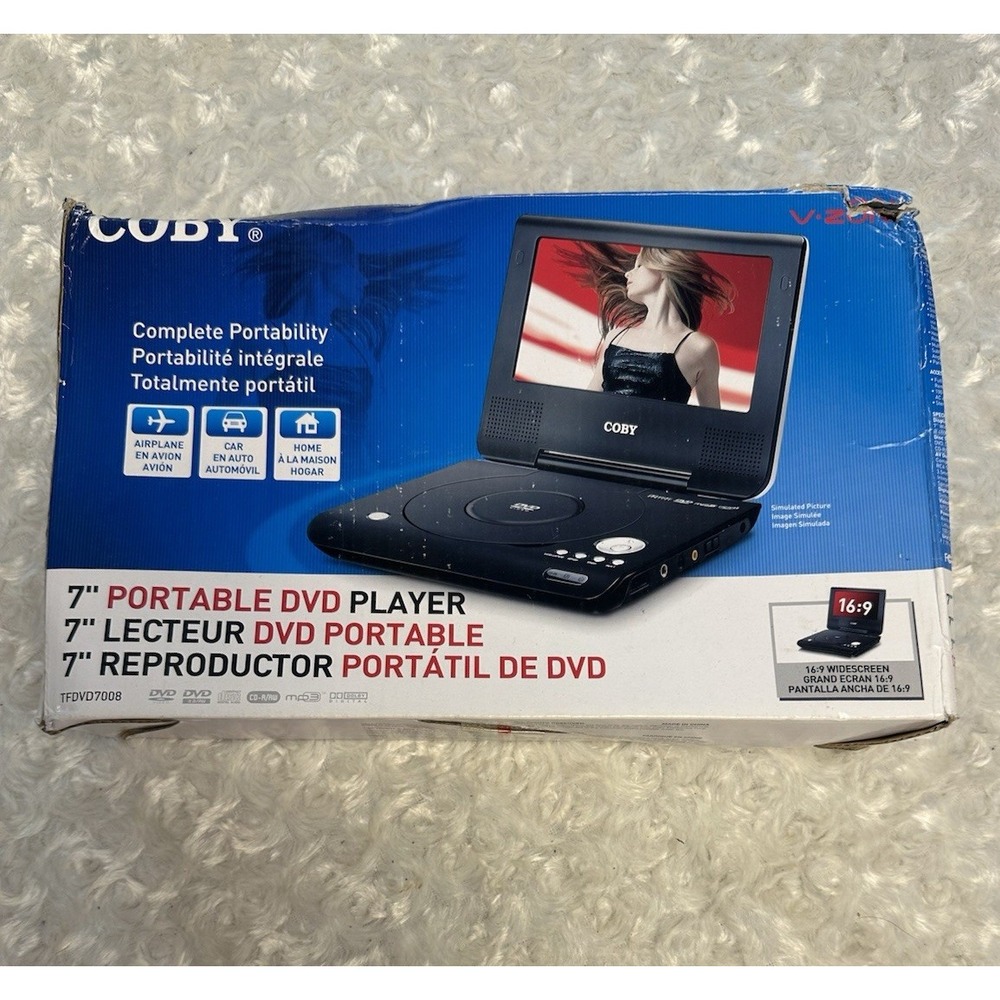 Coby TFDVD7008 7in Portable DVD Player 16:9 Black DVD/CD-RW Playback